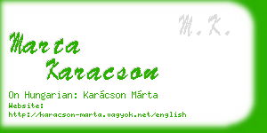 marta karacson business card