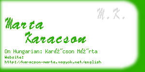 marta karacson business card